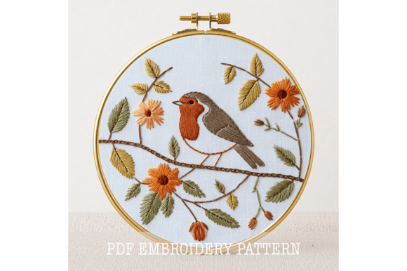 Robin Bird Embroidery Pattern