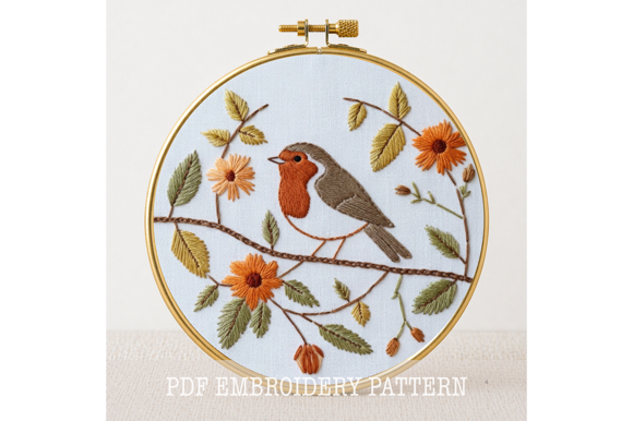 Robin Bird Embroidery Pattern