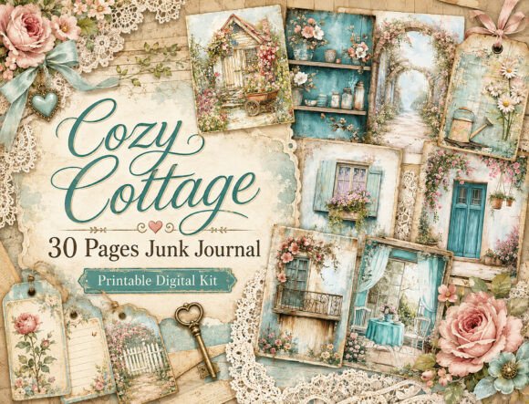 Rustic Floral House Scrapbook Pages