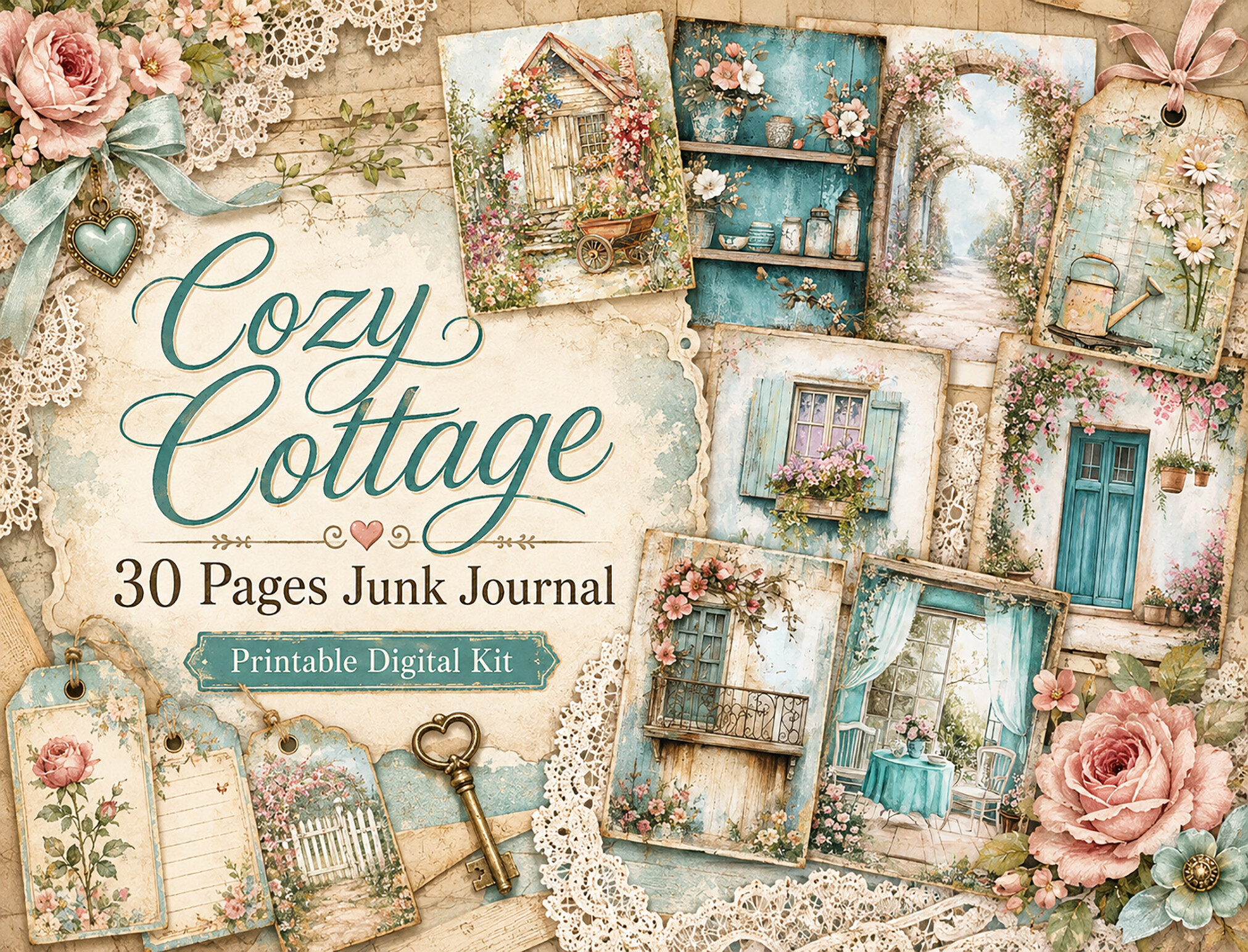 Rustic Floral House Scrapbook Pages