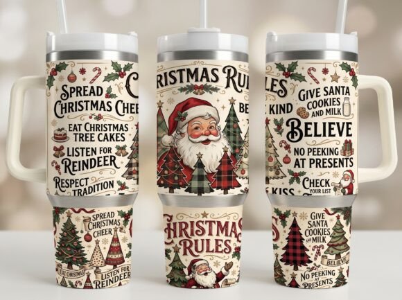 Santa Christmas 40oz Tumbler Wrap PNG