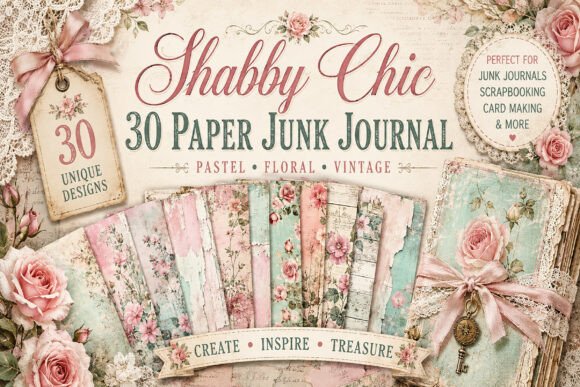 Shabby Chic Floral Junk Journal Papers
