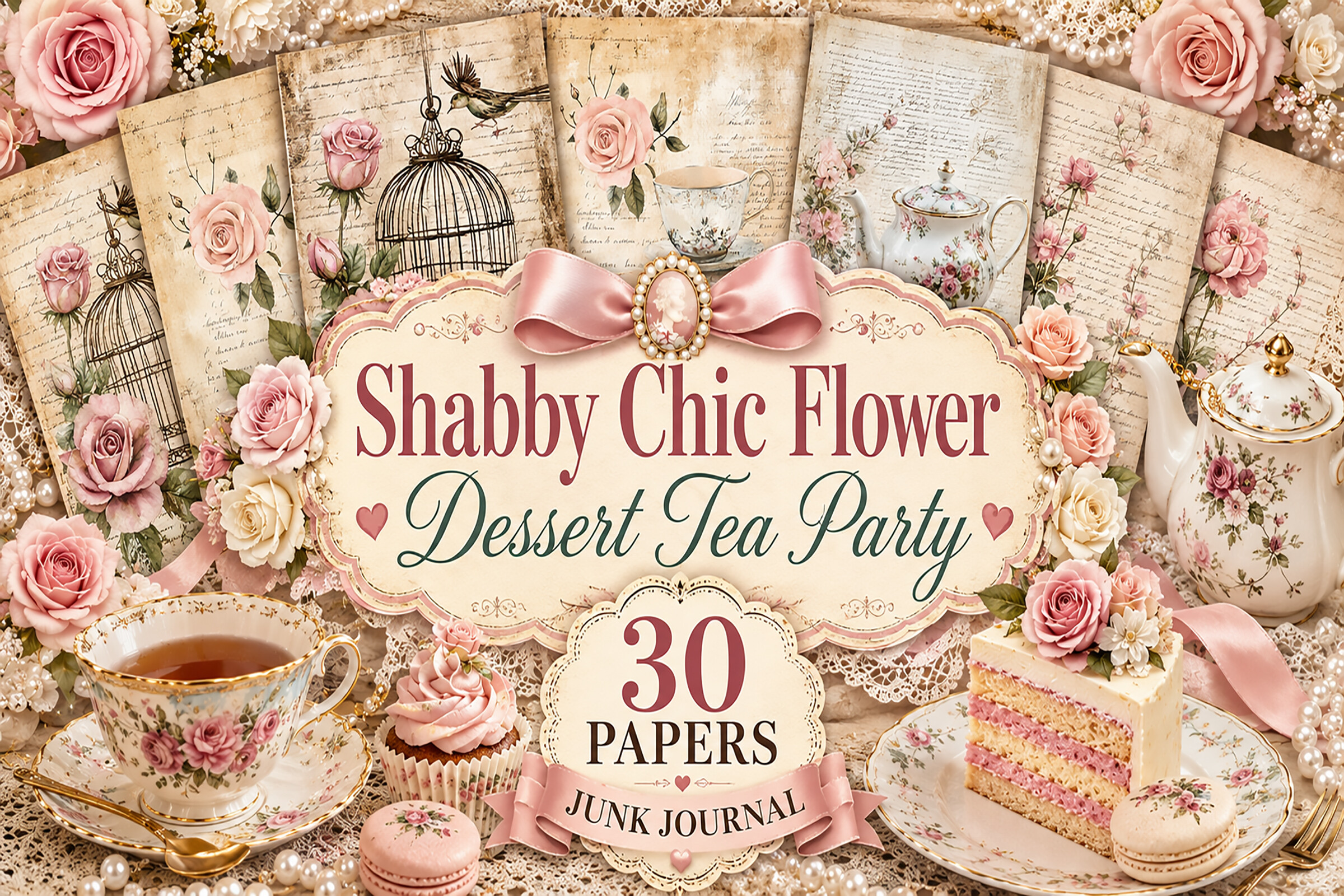Shabby Chic Floral Junk Journal Papers