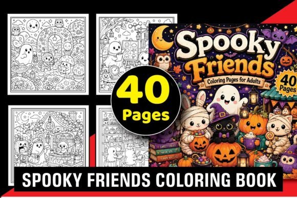 Spooky Friends Coloring Book Adults