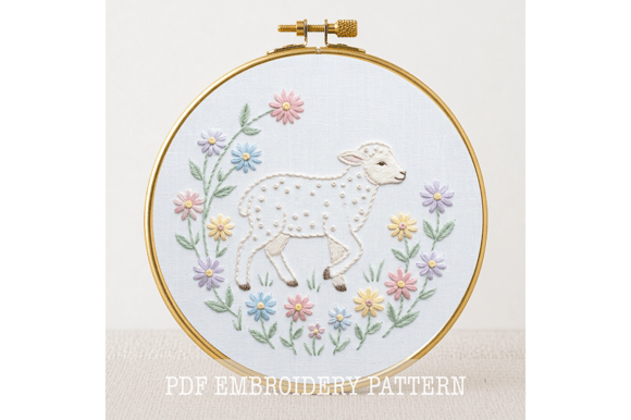 Spring Lamb Embroidery Pattern
