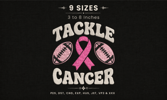Tackle Cancer Football Ribbon Embroidery