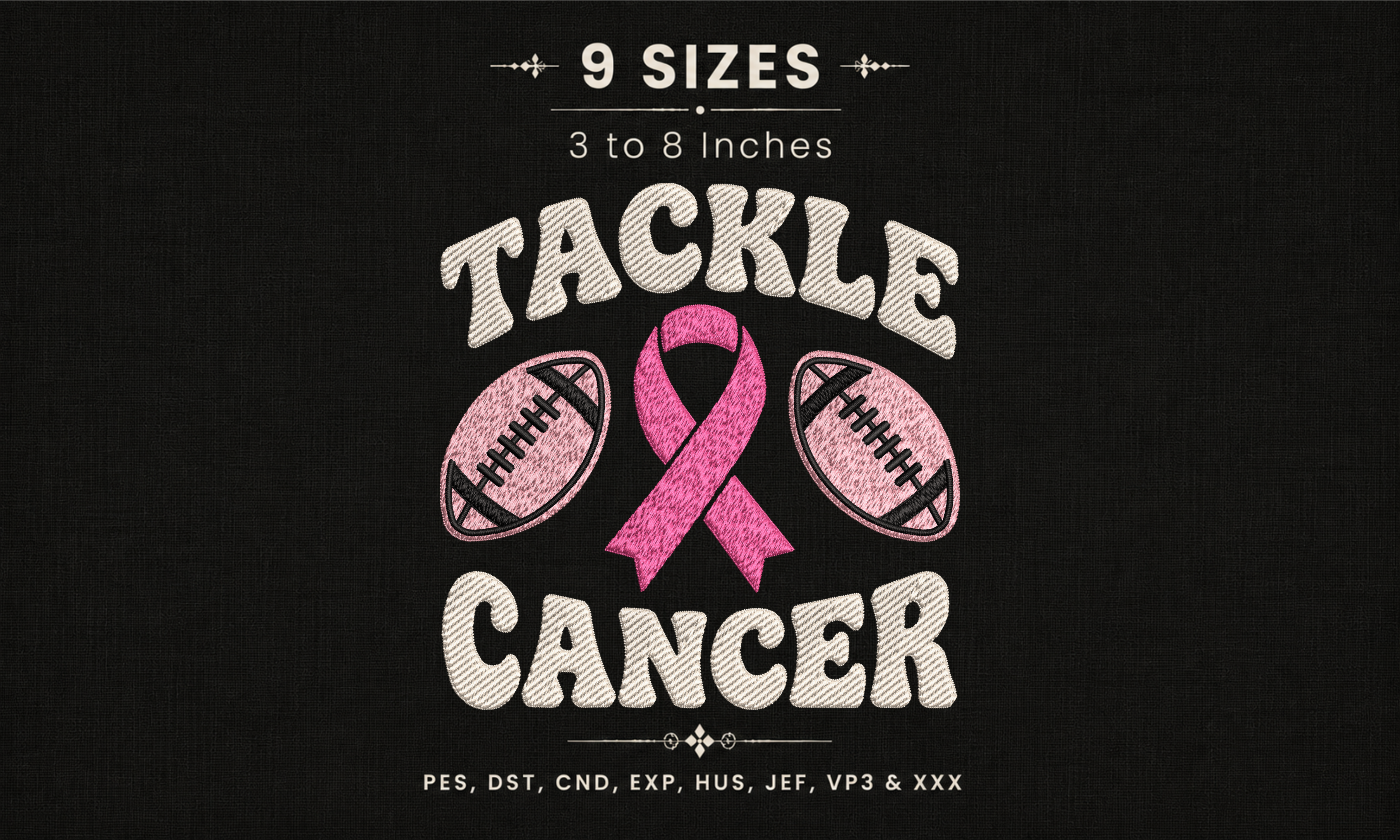 Tackle Cancer Football Ribbon Embroidery