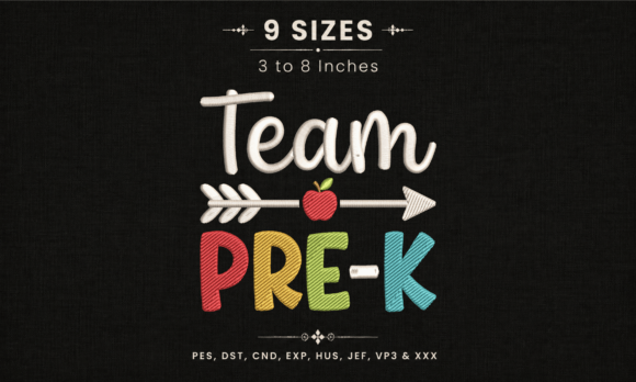 Team Pre-K Teacher Apple Arrow Embroider
