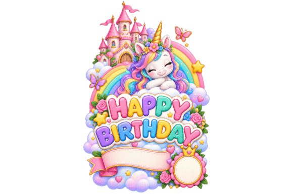 Unicorn Rainbow Birthday Magic PNG