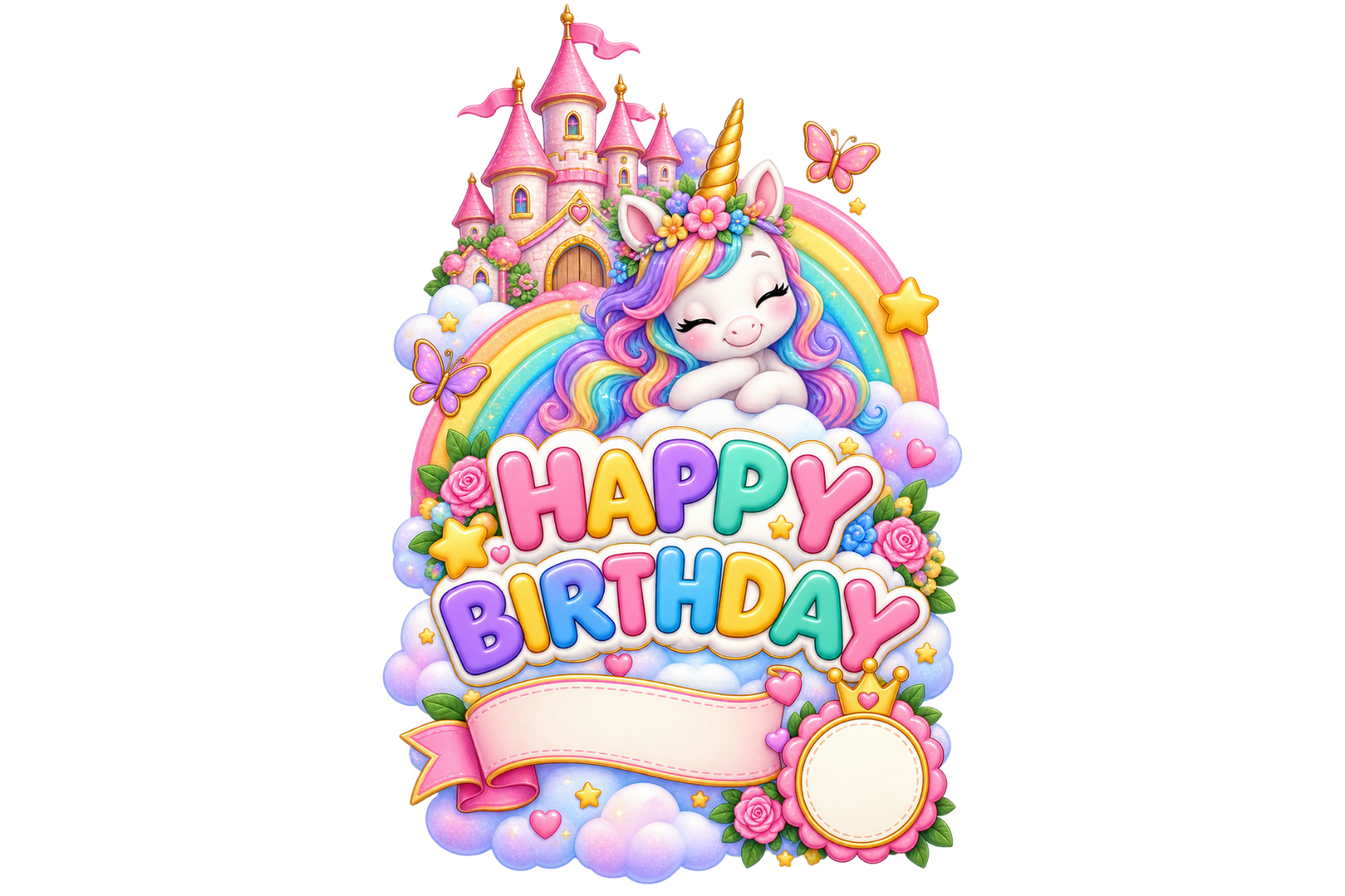 Unicorn Rainbow Birthday Magic PNG