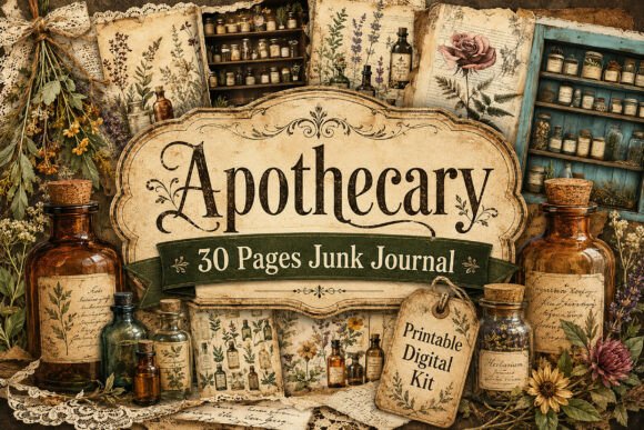 Vintage Apothecary Junk Journal Papers