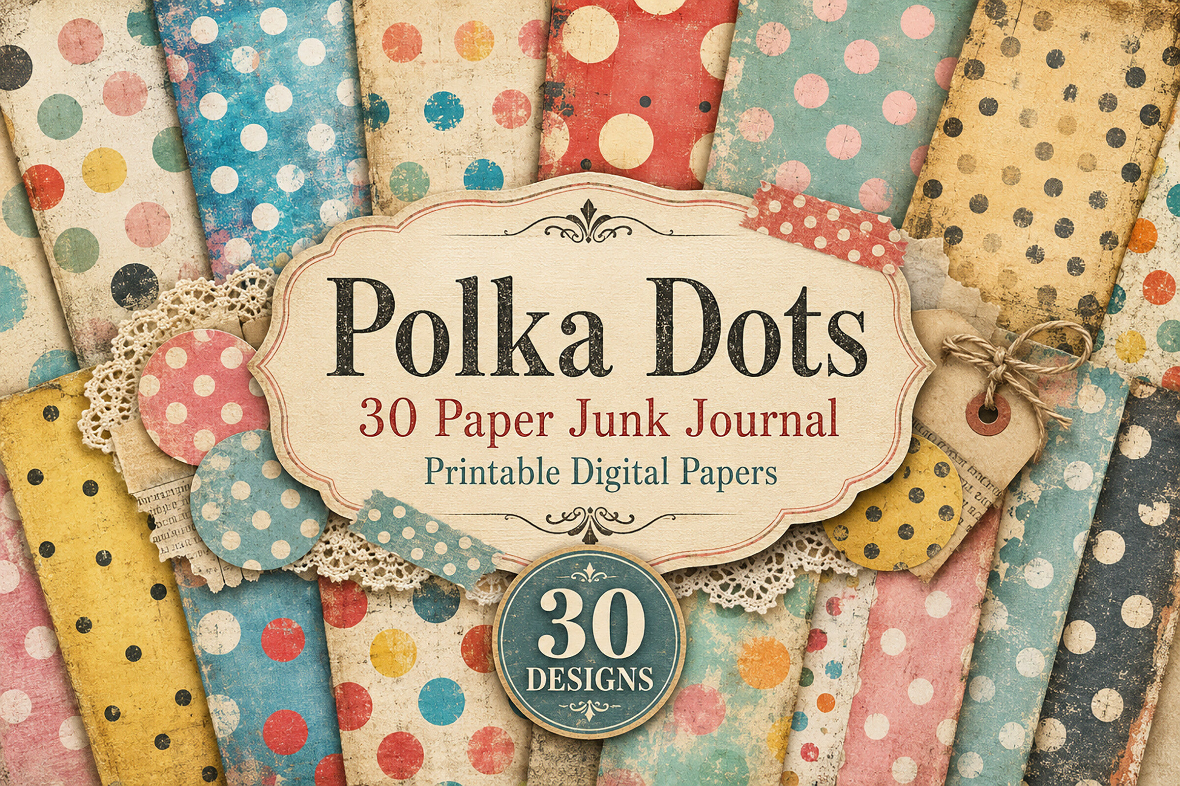 Vintage Polka Dot Digital Papers