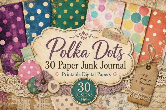 Vintage Polka Dot Digital Papers