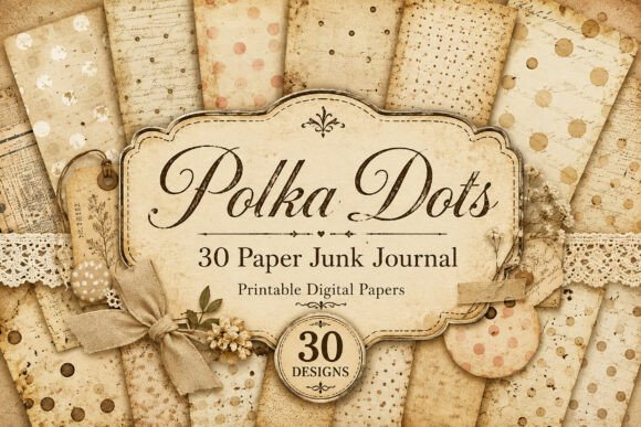 Vintage Polka Dot Grunge Digital Papers