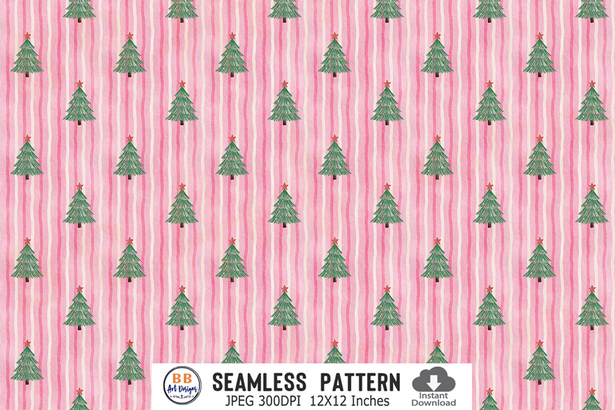 Watercolor Christmas Tree Pattern Paper