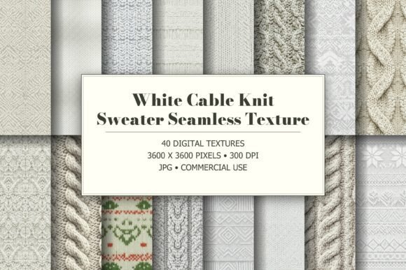 White Cable Knit Sweater Textures