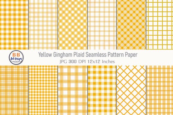 Yellow Gingham Plaid Pattern Paper Pack