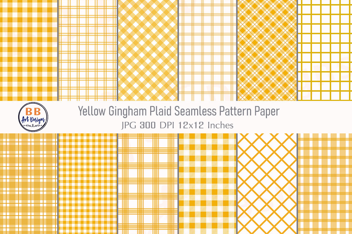 Yellow Gingham Plaid Pattern Paper Pack