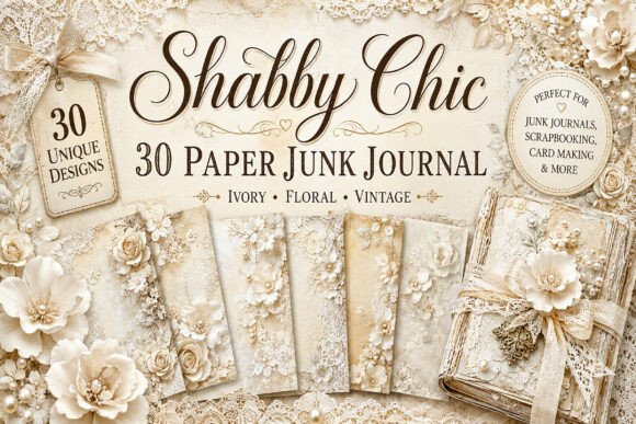 Habby Chic White Flowers, Lace Papers