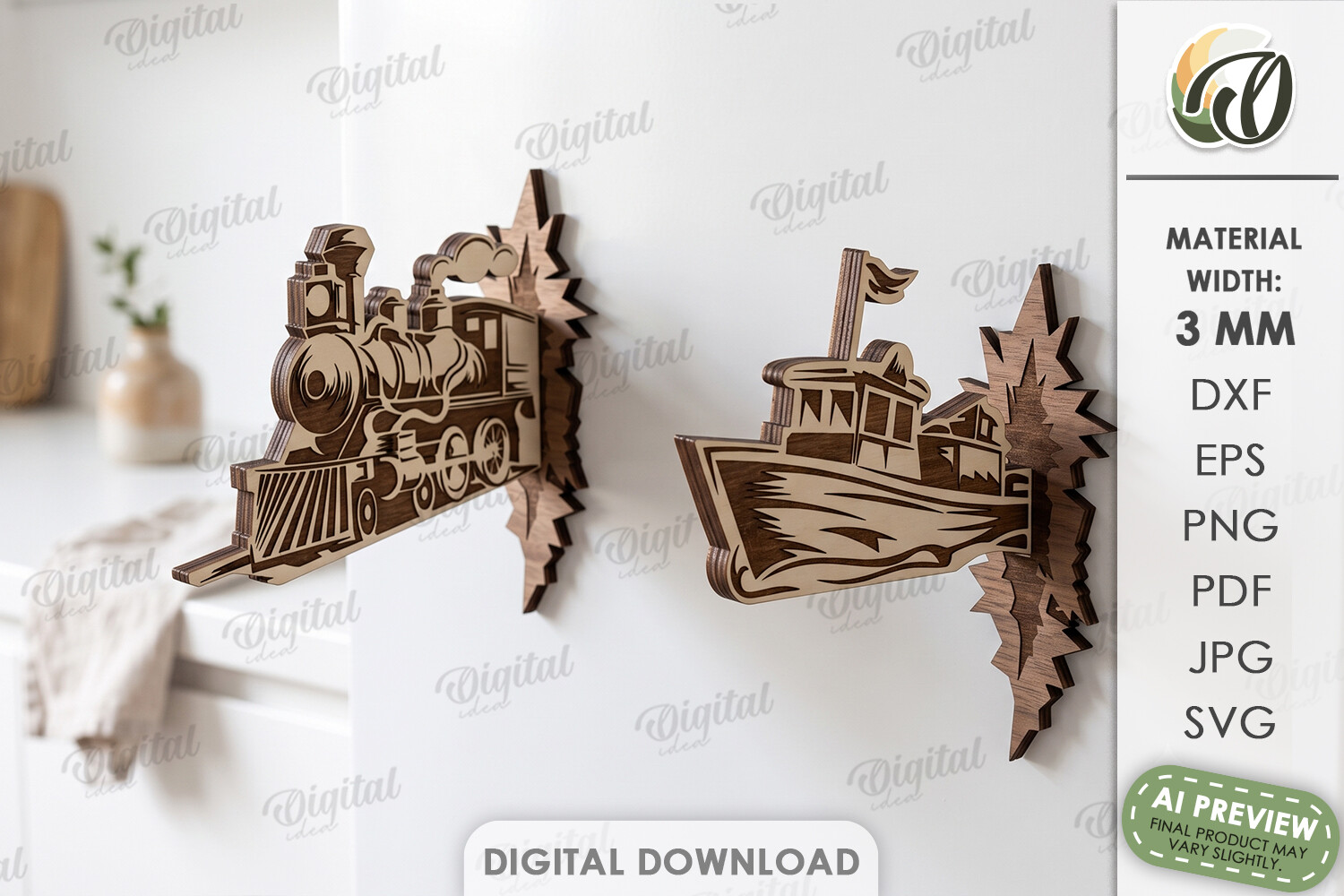 3D Fridge Magnets Laser Cut