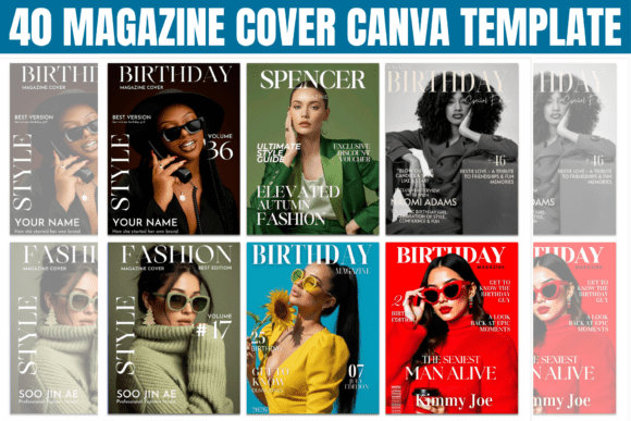 40 Magazine Cover Canva Template