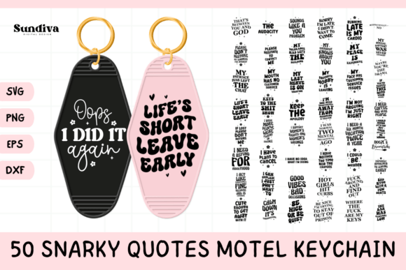 50 Snarky Quote Motel Keychain SVG Pack