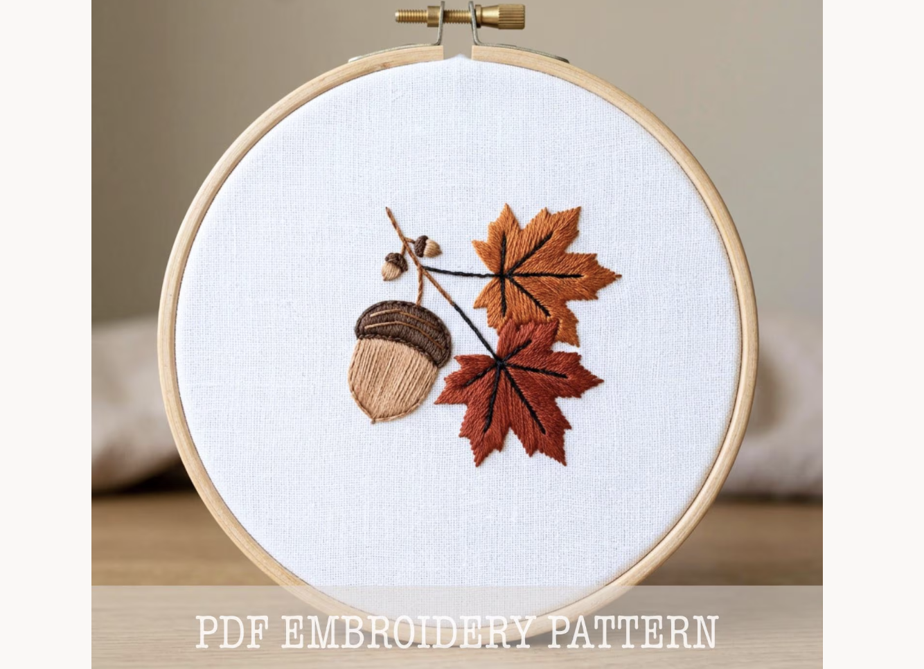 Acorn Maple Leaf Embroidery Pattern