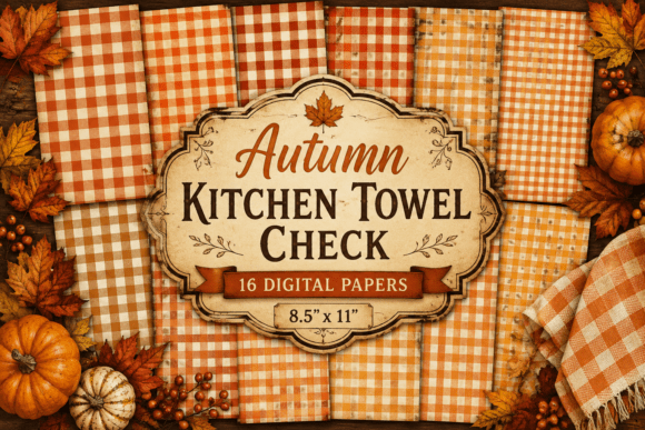 Autumn Kitchen Towel Check