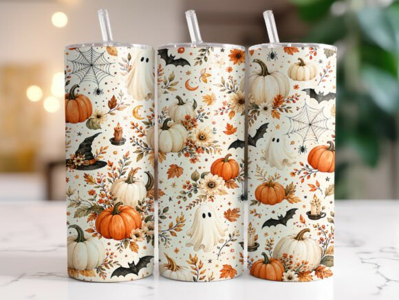 Autumn Pumpkin Ghost 20oz Tumbler Wrap
