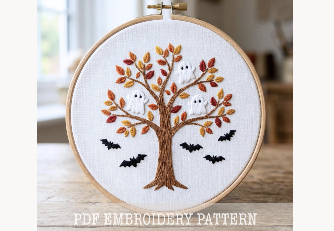 Autumn Tree Ghosts Embroidery Pattern