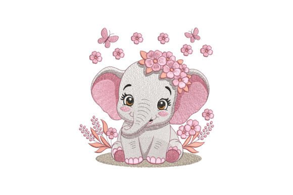Baby Elephant with Flowers