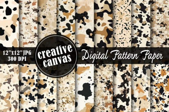 Beige Black Camouflage Seamless Paper