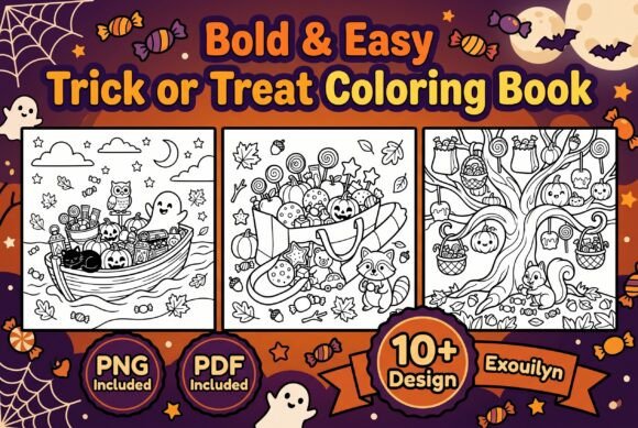 Bold & Easy Trick or Treat Coloring Book