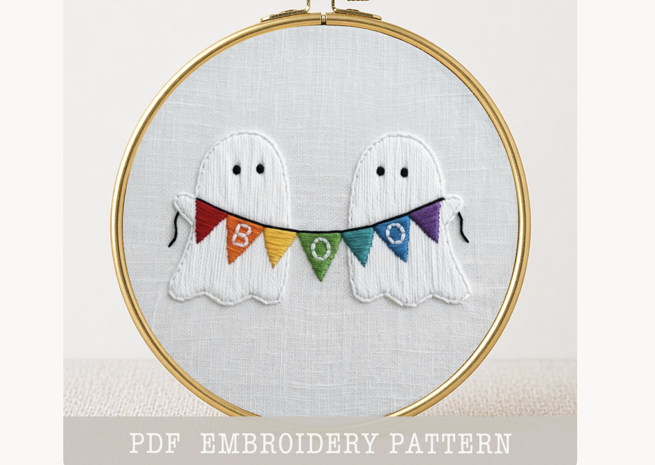 Boo Ghosts Banner Embroidery Pattern