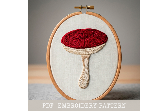 Burgundy Mushroom Embroidery Pattern