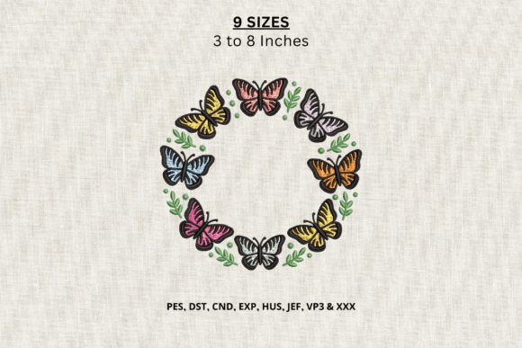 Butterfly Wreath Machine Embroidery DST