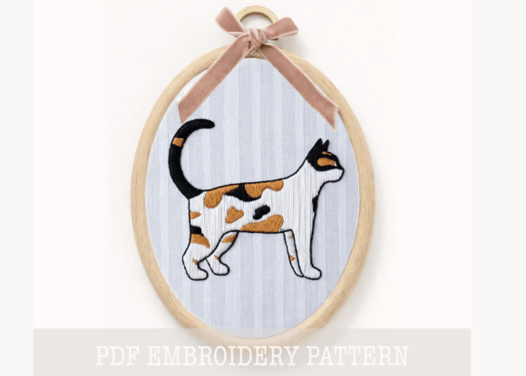 Calico Cat Embroidery Pattern