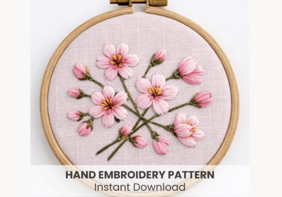 Cherry Blossom Embroidery Pattern