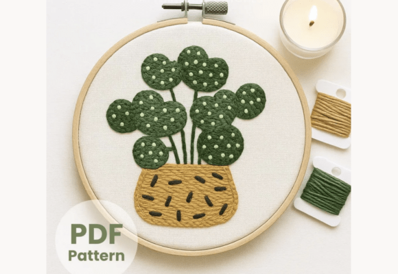 Chinese Money Plant Embroidery Pattern