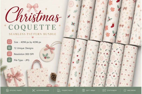 Christmas Coquette Seamless Patterns