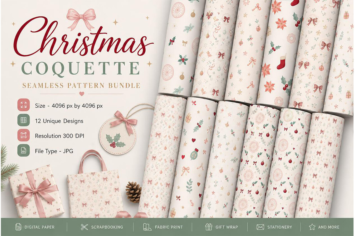 Christmas Coquette Seamless Patterns