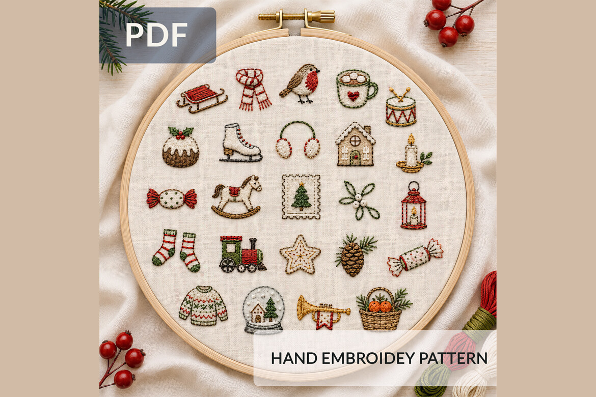 Christmas Embroidery Pattern PDF Cozy