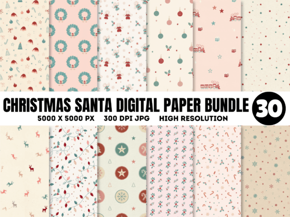 Christmas Santa Digital Paper Bundle