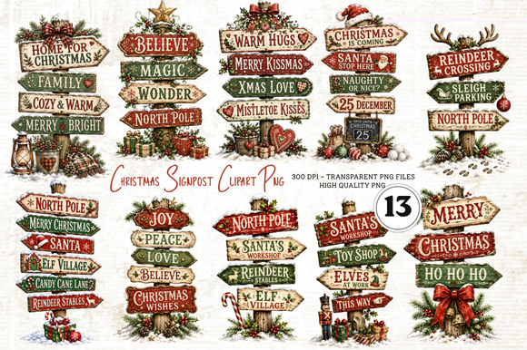Christmas Signpost Clipart PNG