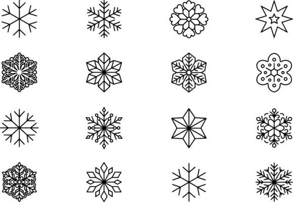 Christmas Snowflake Outline Icons Pack
