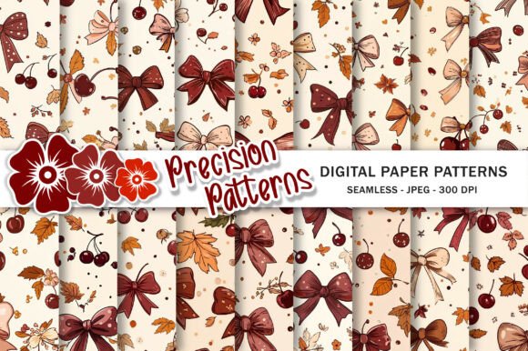 Coquette Cherry Autumn Bow Pattern