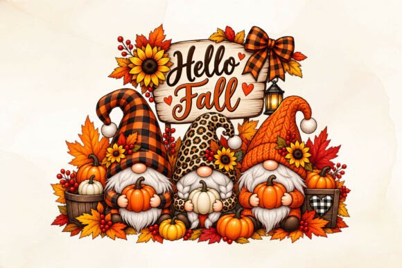 Cute Autumn Fall Gnome Pumpkin PNG