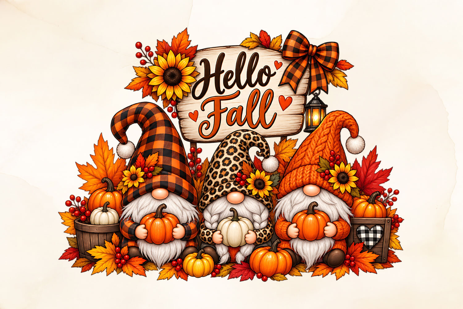 Cute Autumn Fall Gnome Pumpkin PNG
