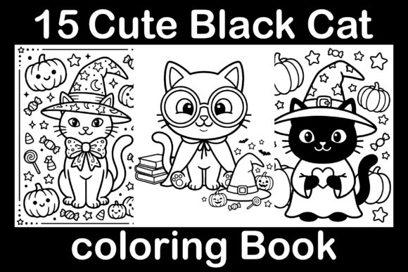 Cute Black Cat Coloring Book