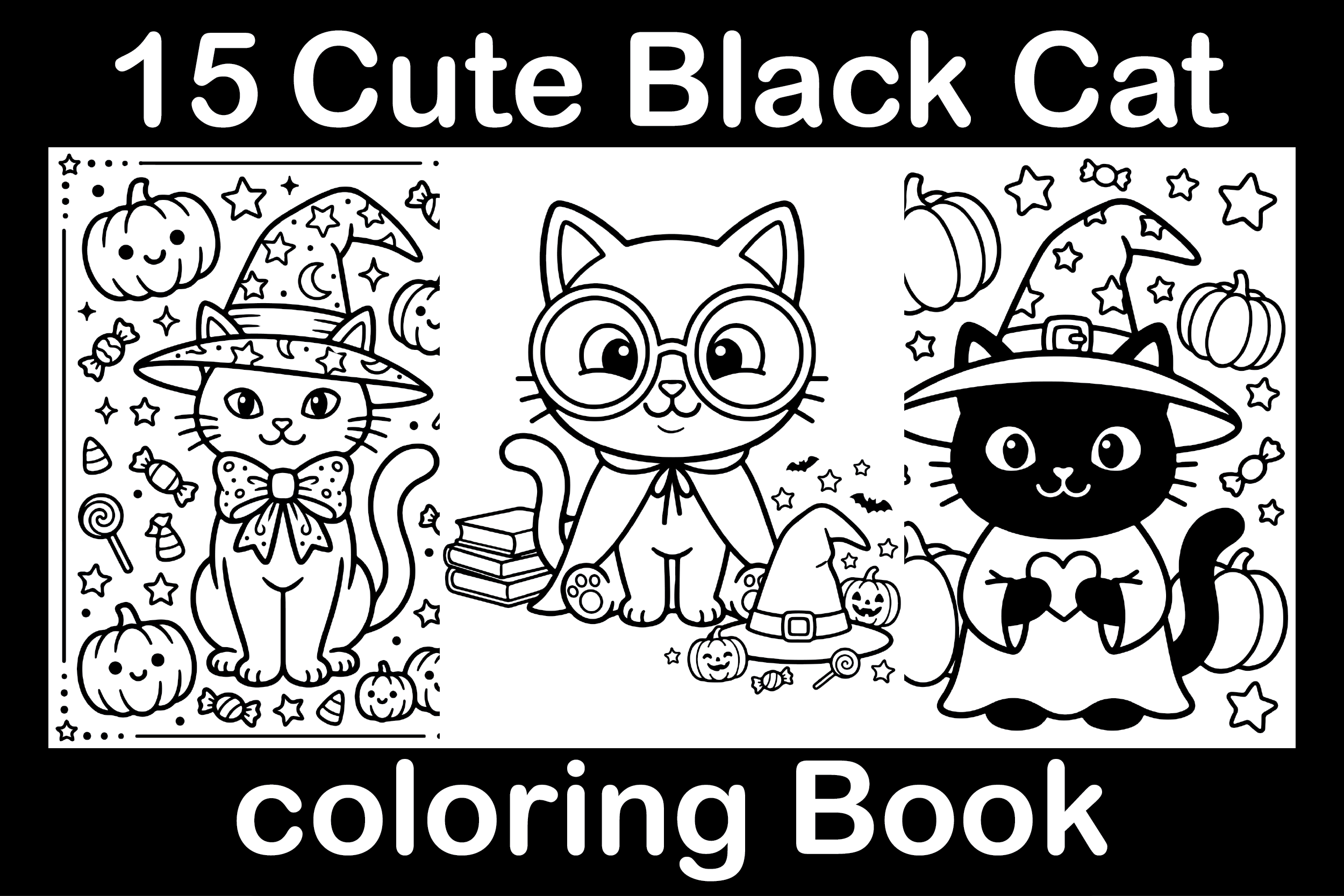 Cute Black Cat Coloring Book